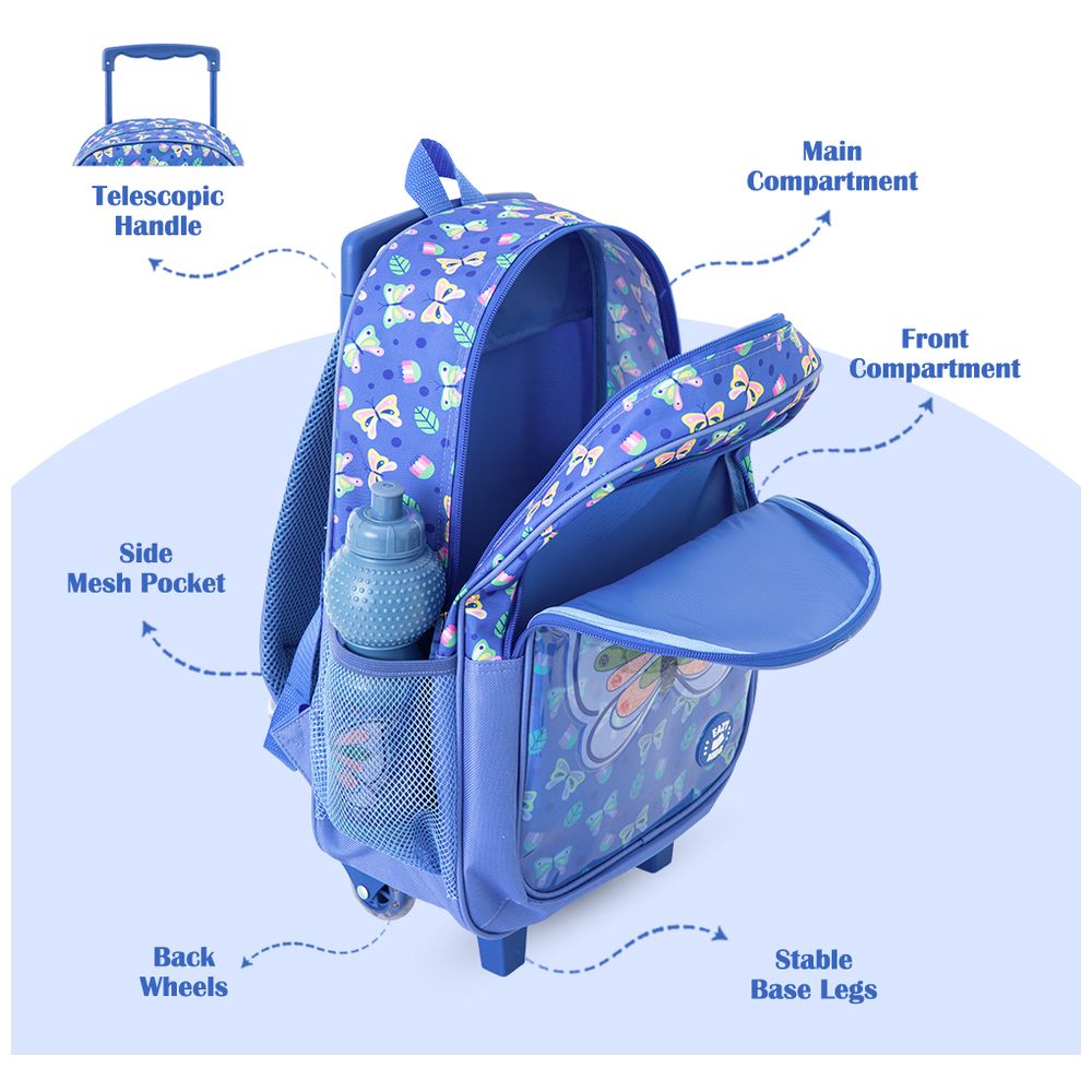 Eazy Kids - Butterfly Trolley Combo Set - Blue - 17-inch - 5 Pc Set