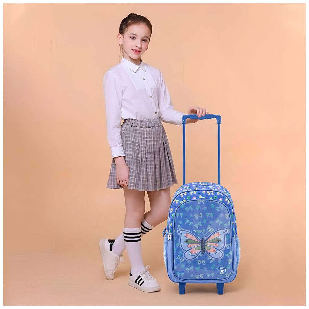 Eazy Kids - Butterfly Trolley Combo Set - Blue - 17-inch - 5 Pc Set