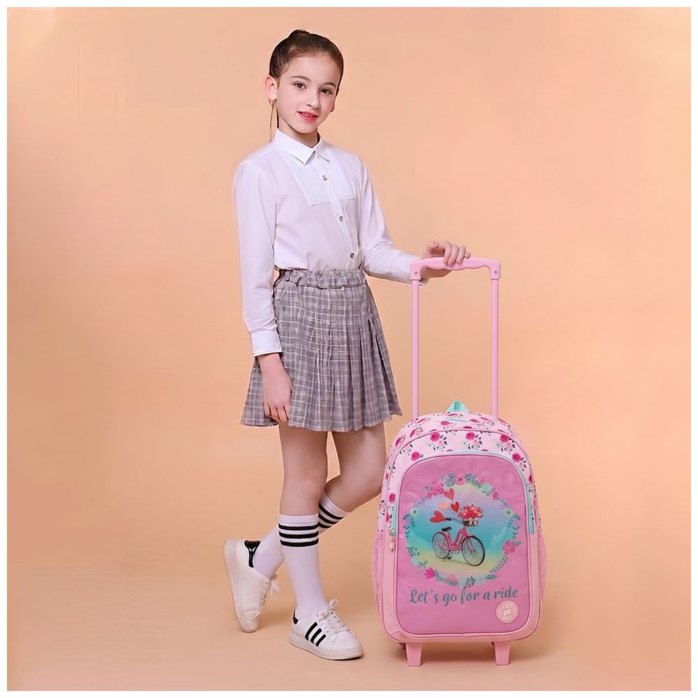 Eazy Kids - Trolley Backpack Combo Set - Pink - 17-inch - 5 Pc Set