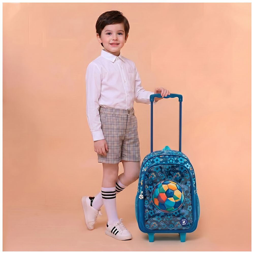 Eazy Kids - Trolley Backpack Combo Set - Football Blue - 17-inch - 5 Pc Set