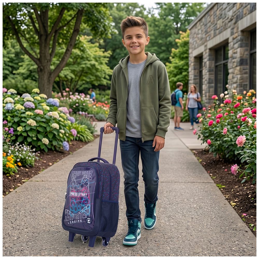 Eazy Kids - Trolley School Bag Combo - Game Mode - 17-Inch - 5 Pc Set