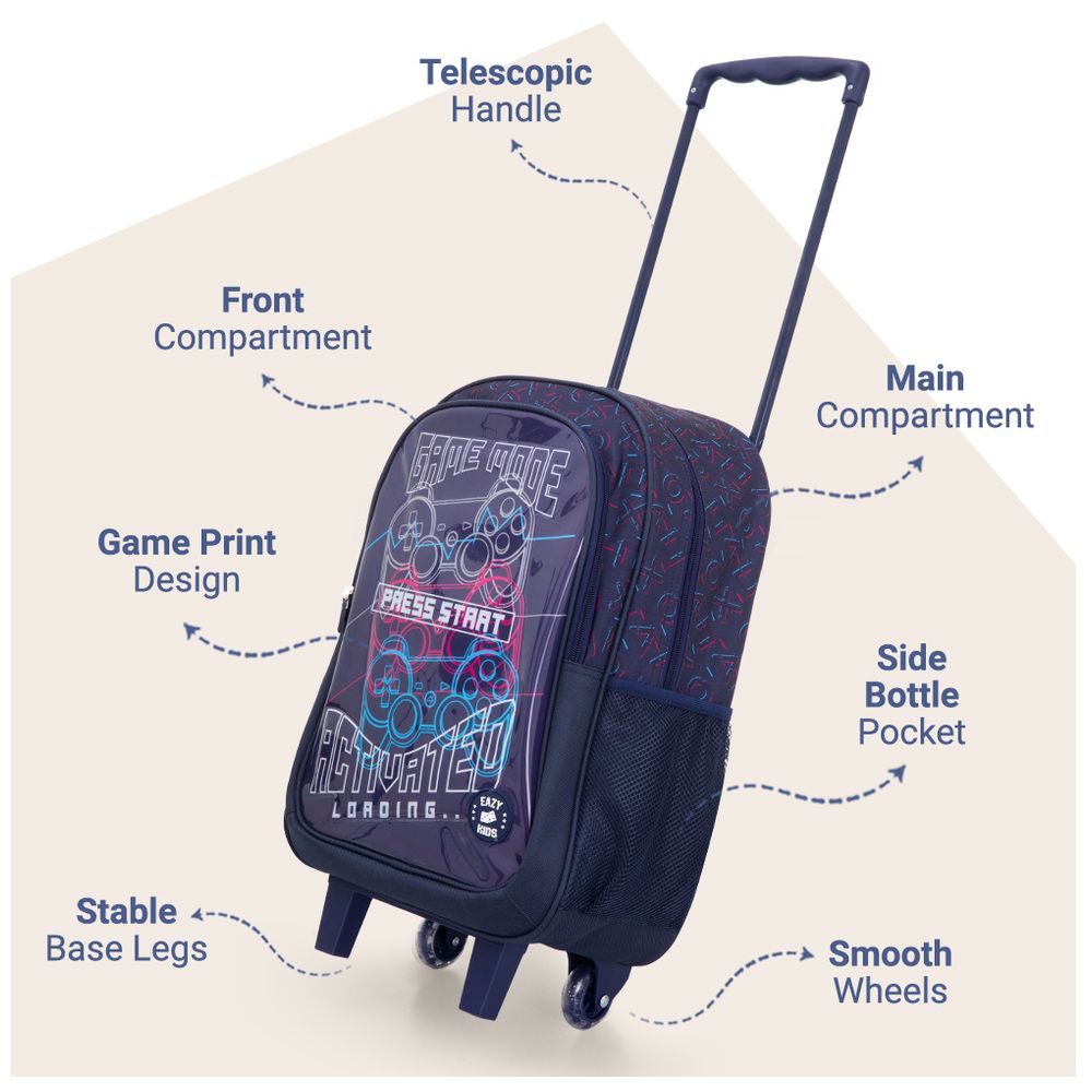 Eazy Kids - Trolley School Bag Combo - Game Mode - 17-Inch - 5 Pc Set