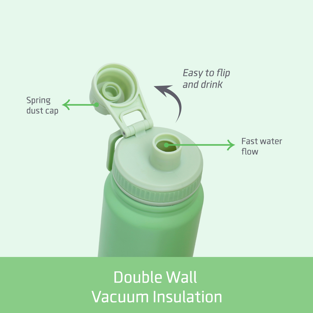 Eazy Kids - Insulated Stainless Steel Tracking Water Bottle - 800ml - Green