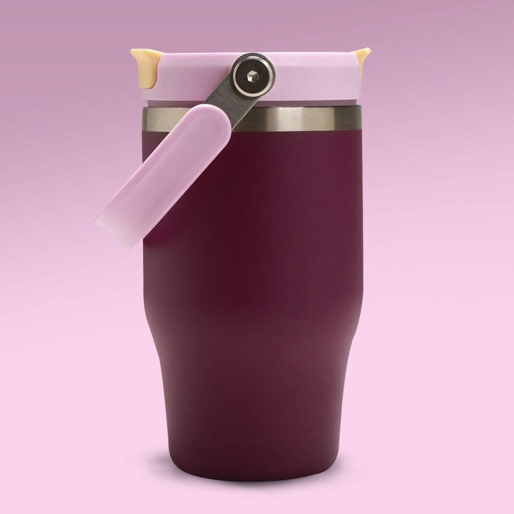 Eazy Kids - Stainless Steel Vacuum Insulated Tumbler with Handle - Purple - 500ml