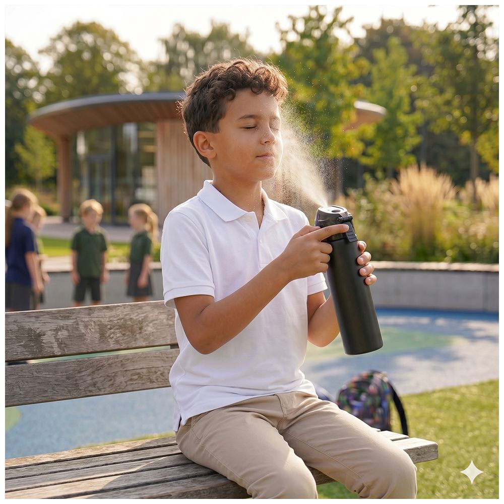 Eazy Kids - Insulated Stainless Steel Spray Water Bottle - Black - 640 ml