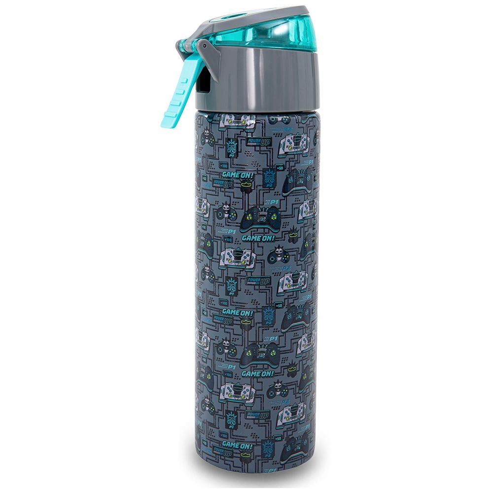 Eazy Kids - Insulated Stainless Steel Spray Water Bottle - Game On Grey - 640 ml