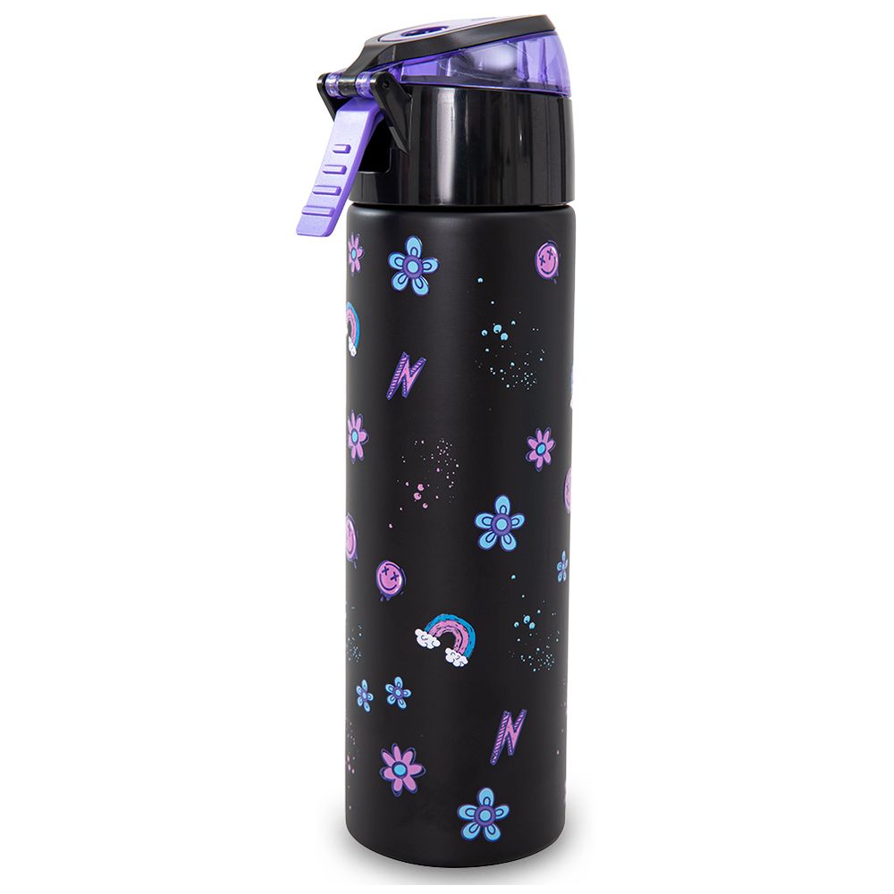 Eazy Kids - Insulated Stainless Steel Spray Water Bottle - Teddy Black - 640 ml