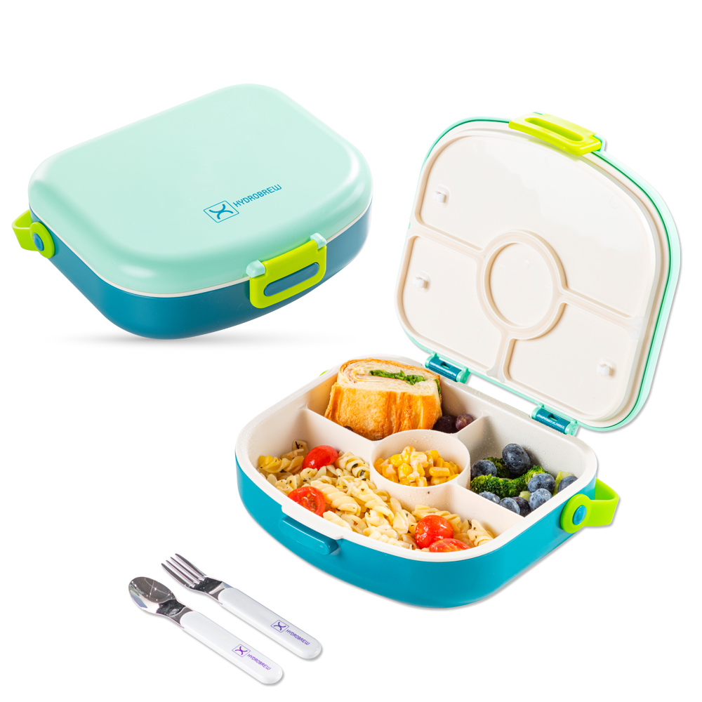 Hydrobrew - 4 Compartment Bento Lunch Box With Spoon & Fork Set - Jade