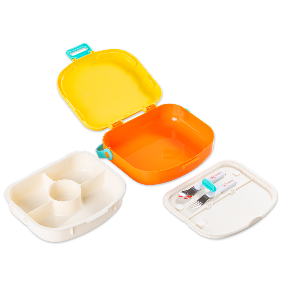 Hydrobrew - 4 Compartment Bento Lunch Box With Spoon & Fork Set - Amber
