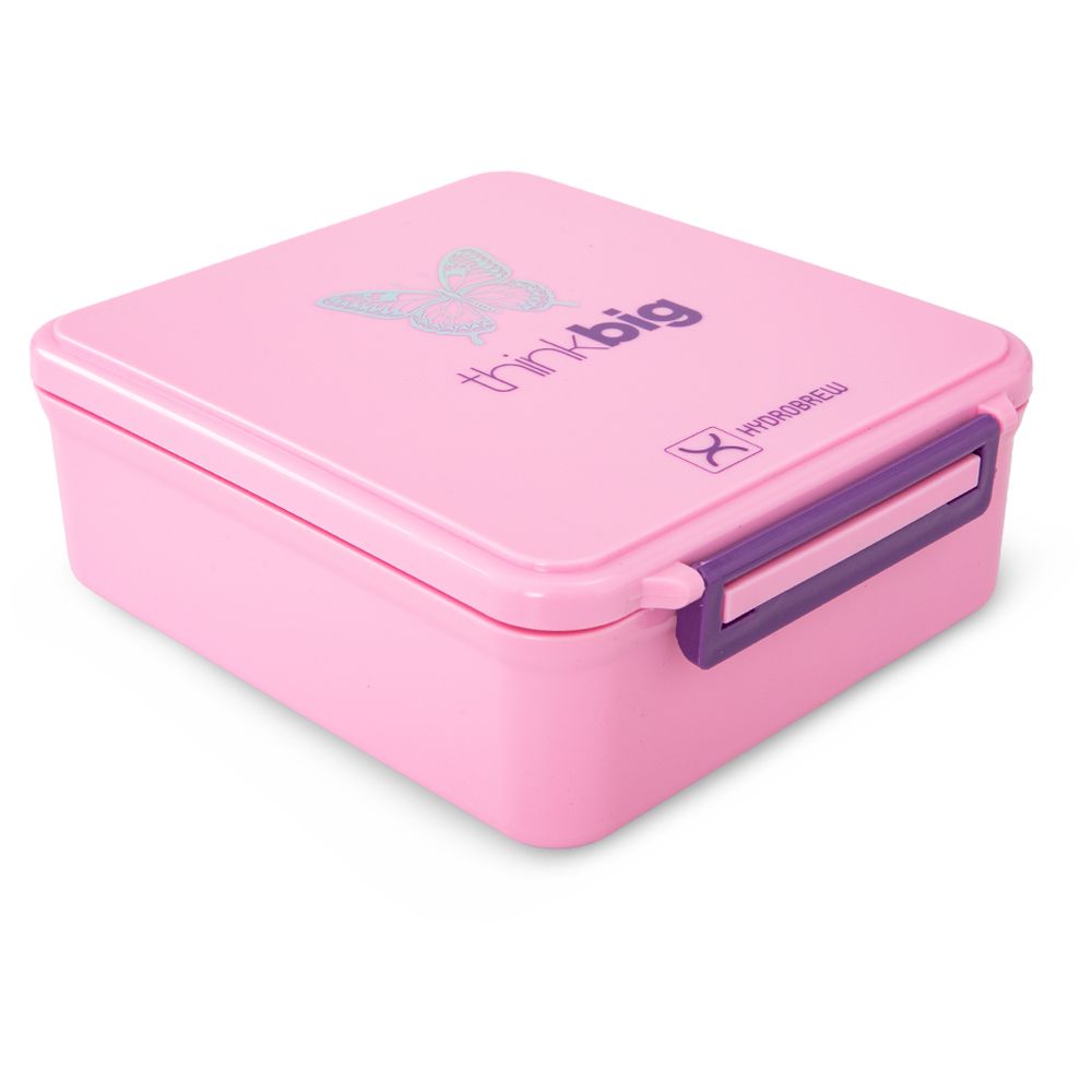 Hydrobrew - 4 Compartments Bento Lunch Box With Steel Food Jar - Think Big Pink