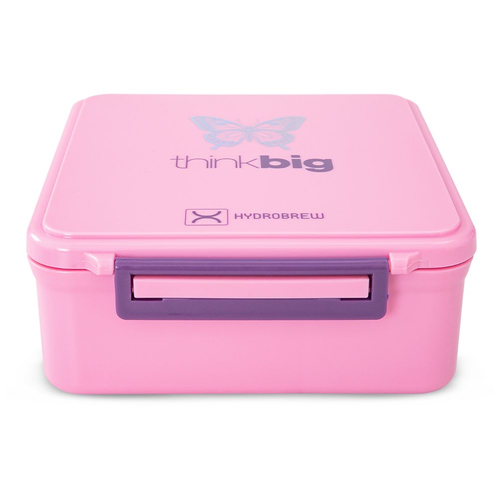 Hydrobrew - 4 Compartments Bento Lunch Box With Steel Food Jar - Think Big Pink