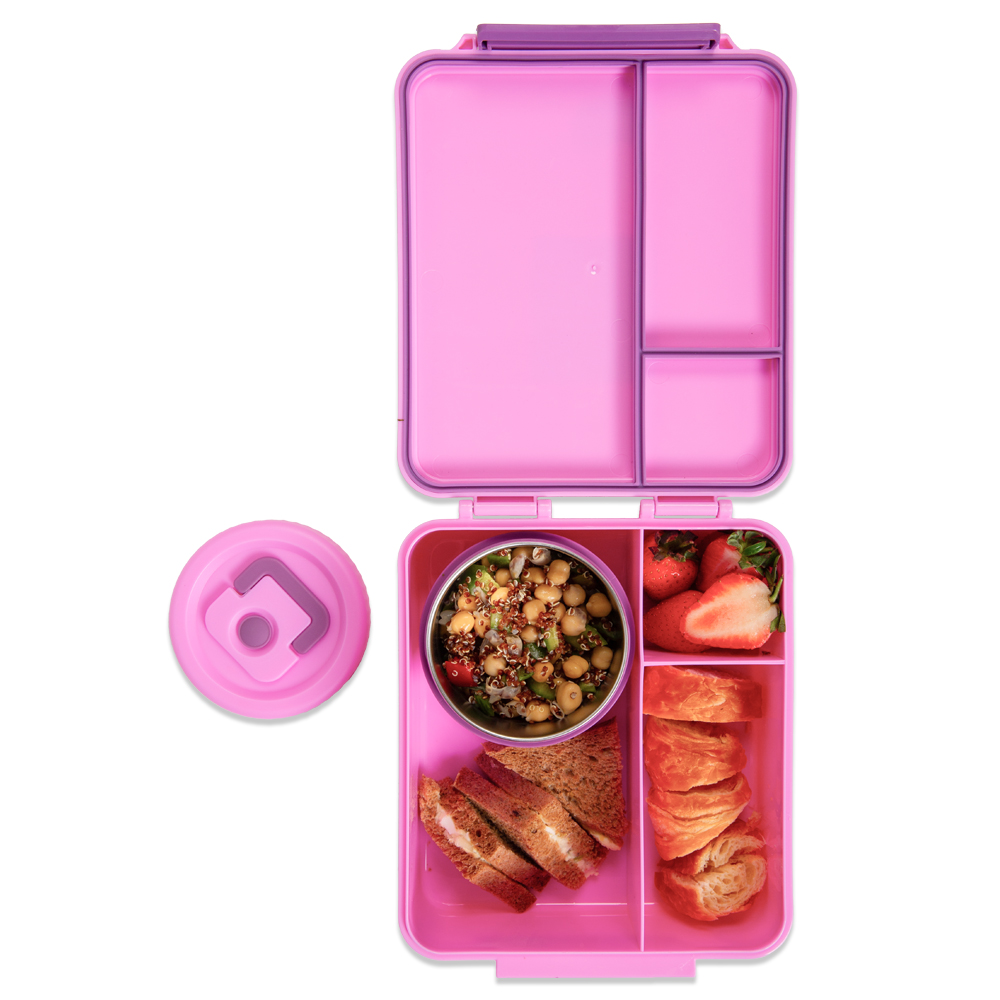 Hydrobrew - 3 Compartment Bento Lunch Box & Food Jar Set - Dream Pink - 2 Pcs