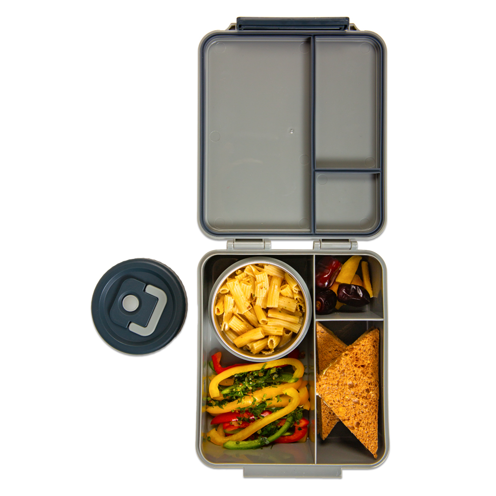 Hydrobrew - 3 Compartment Bento Lunch Box & Food Jar Set - Adventure Sage - 2 Pcs