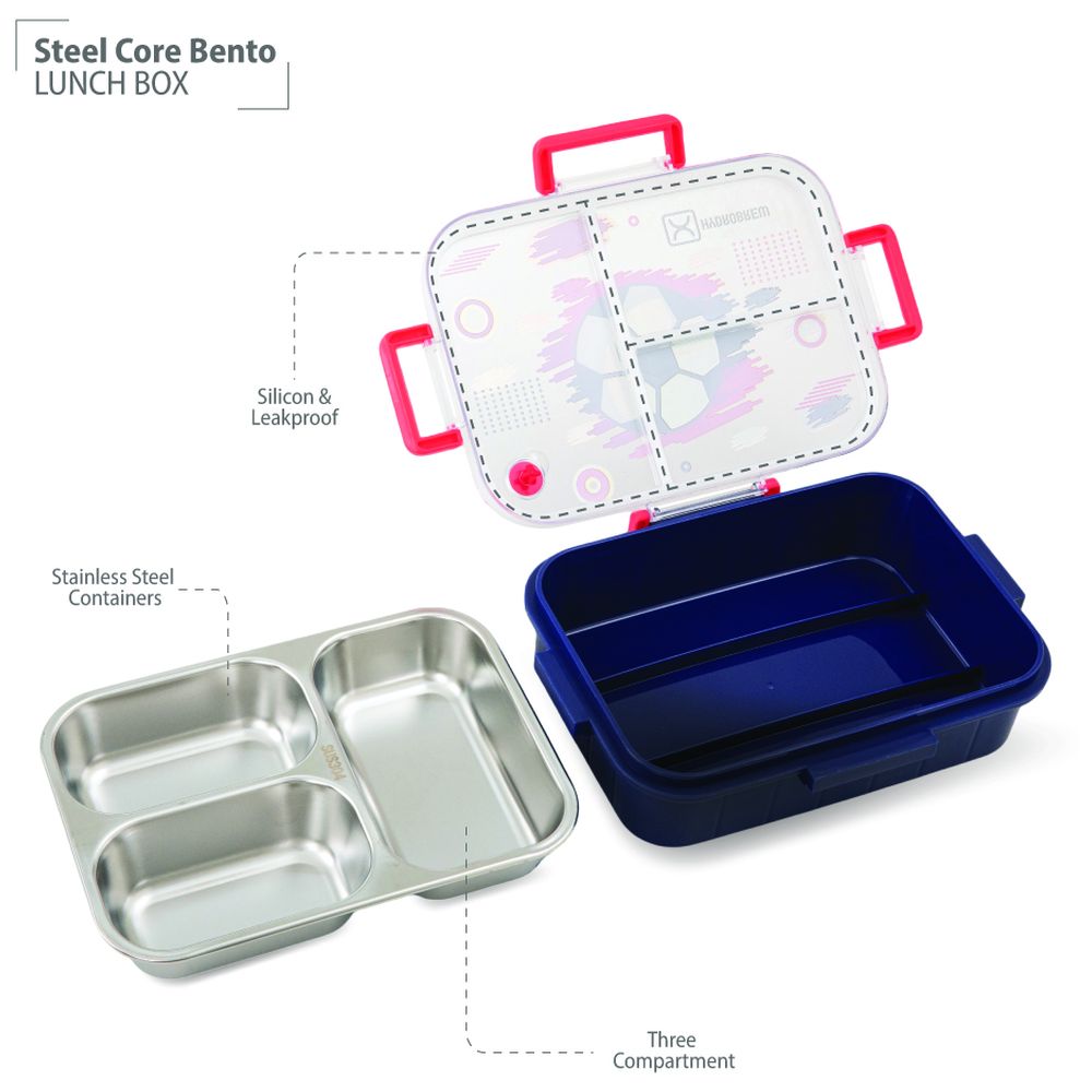 Hydrobrew - Steel Core 3-Compartment Bento Lunch Box - Champion Navy