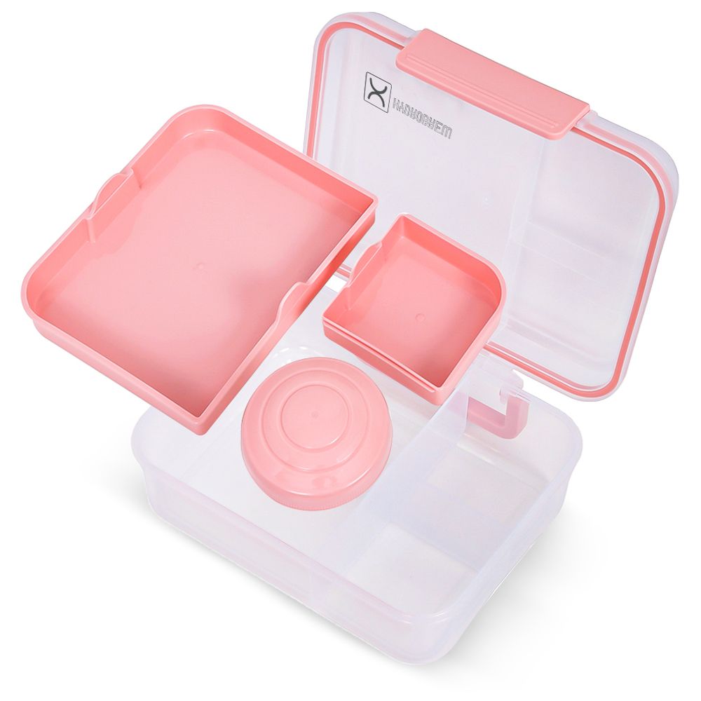 Hydrobrew - 5-Compartment Convertible Bento Lunch Box - Blush Pink
