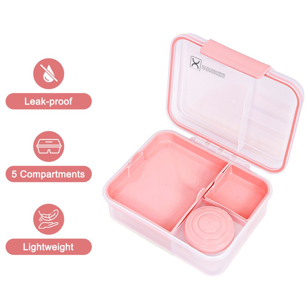 Hydrobrew - 5-Compartment Convertible Bento Lunch Box - Blush Pink