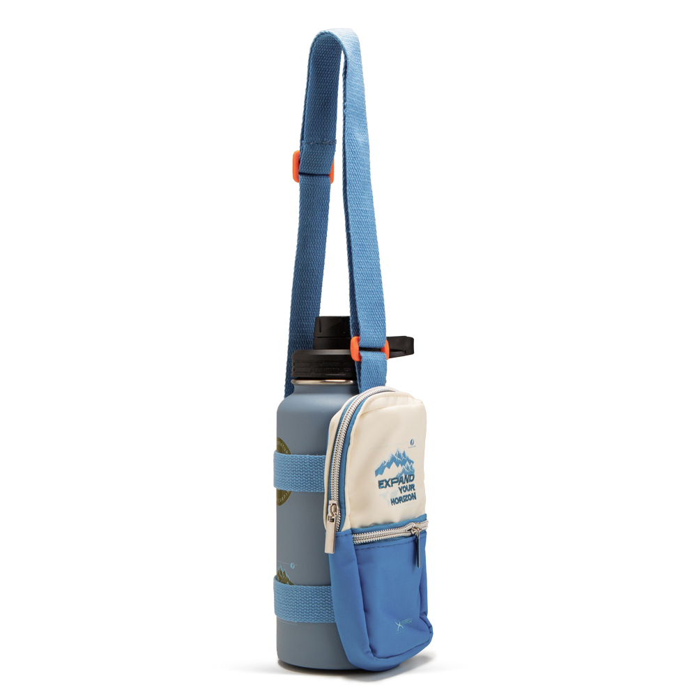 Hydrobrew - Stainless Steel Water Bottle With Sling Bag - Blue - 950ml