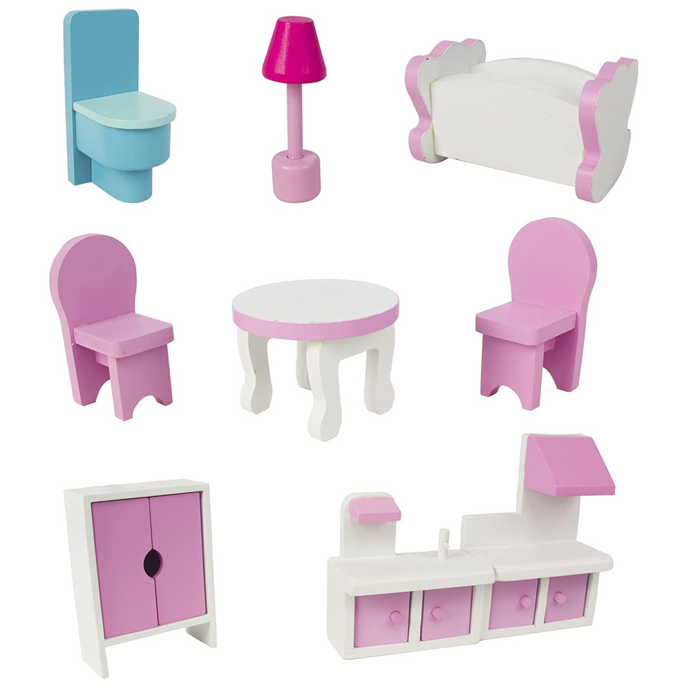 Little Story - Wooden Dollhouse Triple Floor Castle Villa - Pink