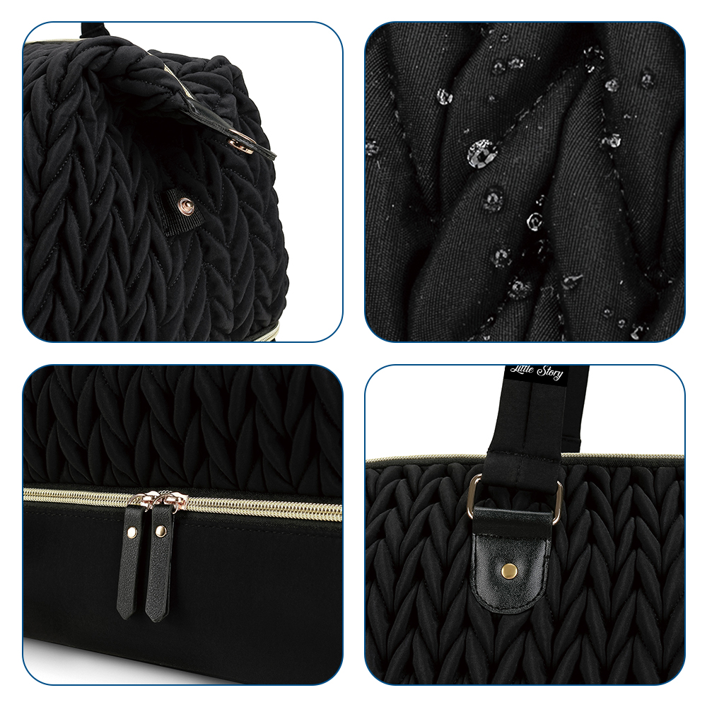 Little Story - Luxe Knit Diaper Bag With Clutch - Multicolor - 2 Pcs