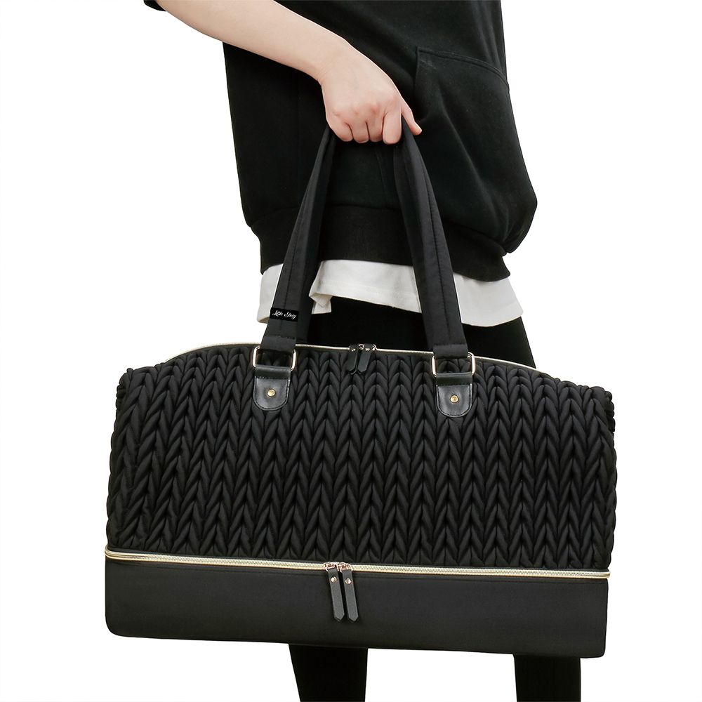 Little Story - Luxe Knit Diaper Bag With Clutch - Multicolor - 2 Pcs