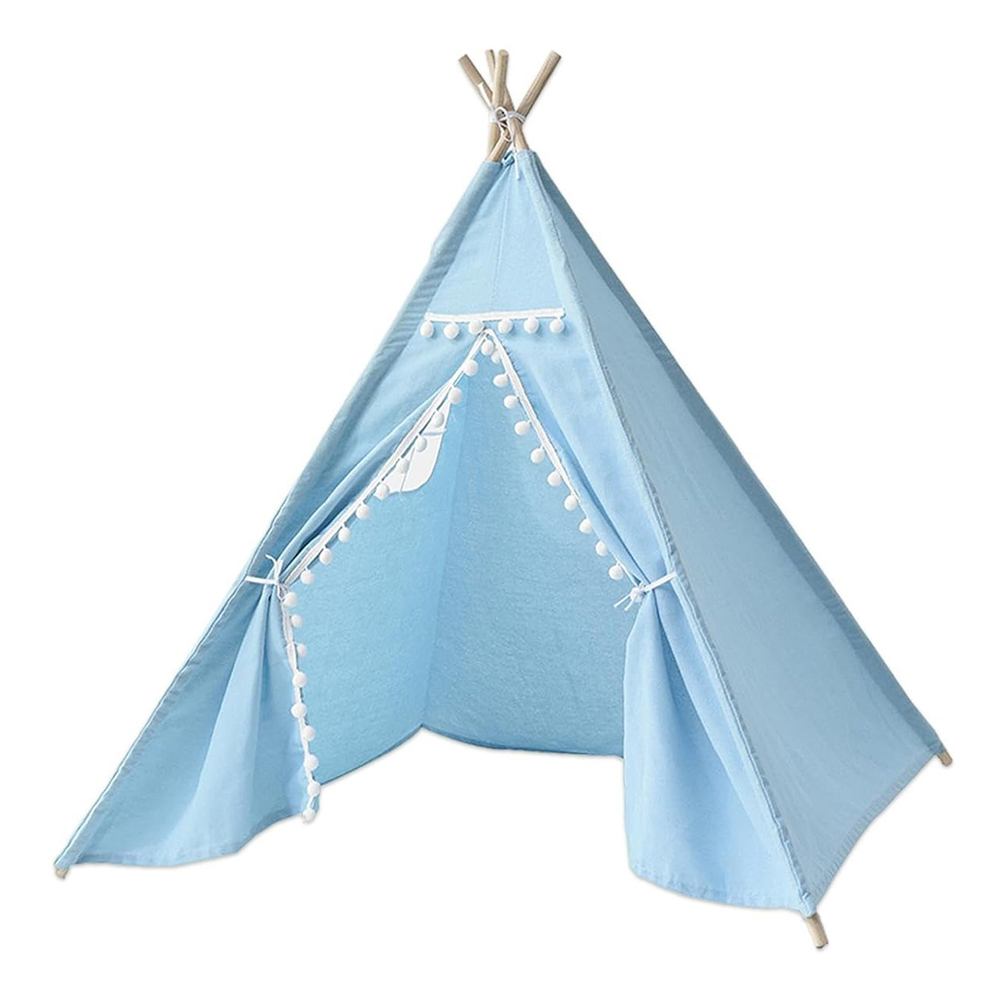 Little Story - Canvas Foldable Tent And Teepee Playhouse - Light Blue