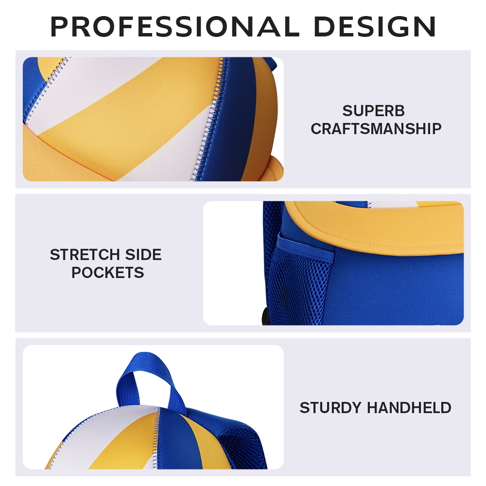 Nohoo - 3D Cute Volleyball Kids School/Activity Bag - Blue - 10-Inch/25.5cm