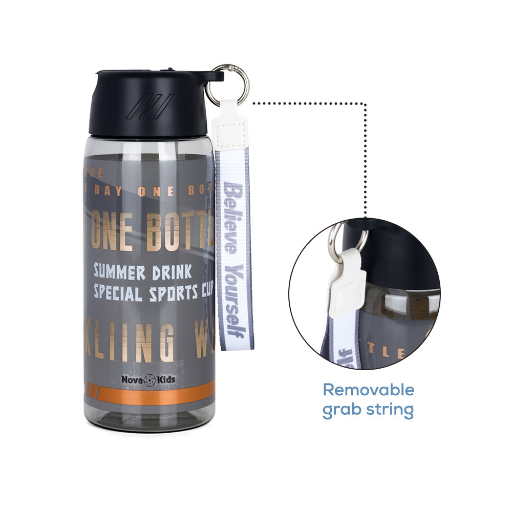 Nova Kids - Water Bottle 750ml with Grab String - Black