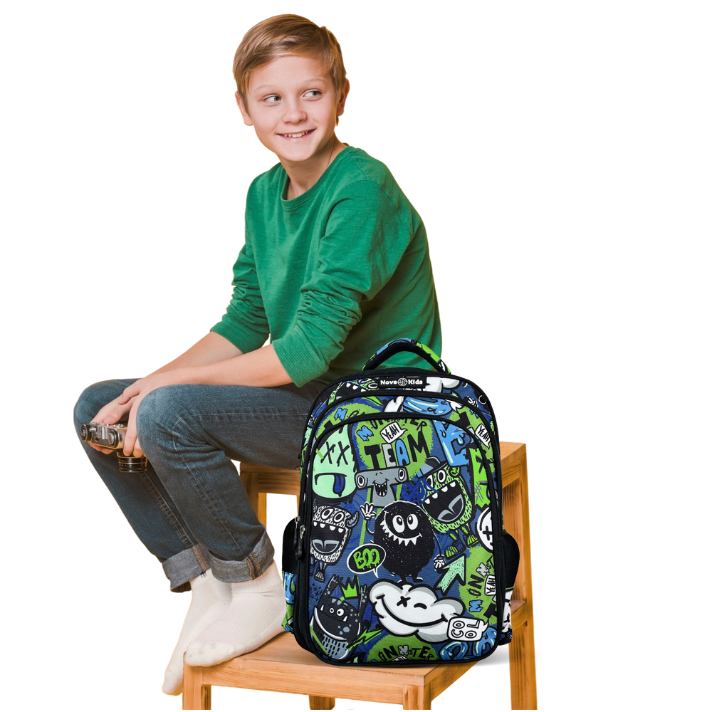 Nova Kids - School Bag - Genz Black - 17.5-Inch/44.5cm