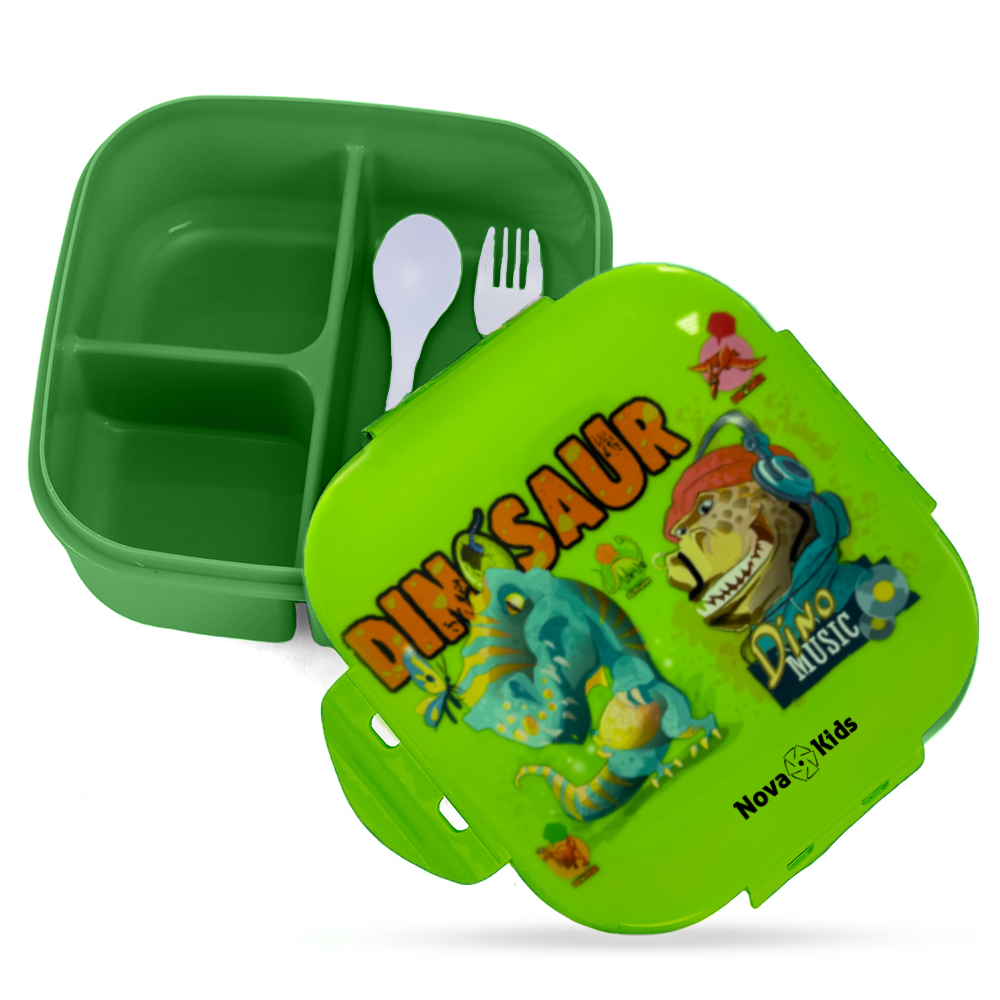 Nova Kids - Square Bento Lunch Box 1000ml - Dino Green