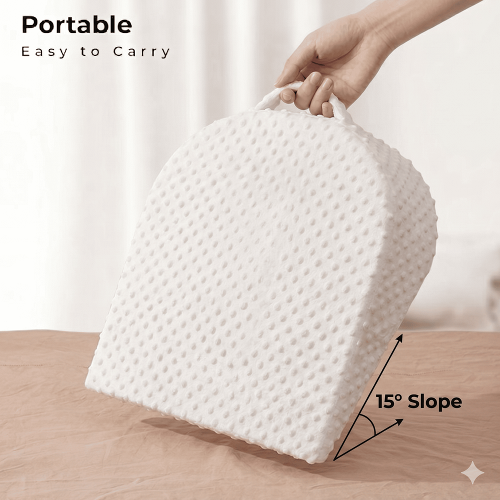 Sunveno - 15-Degree Slope Baby Pillow With Removable Cover - White