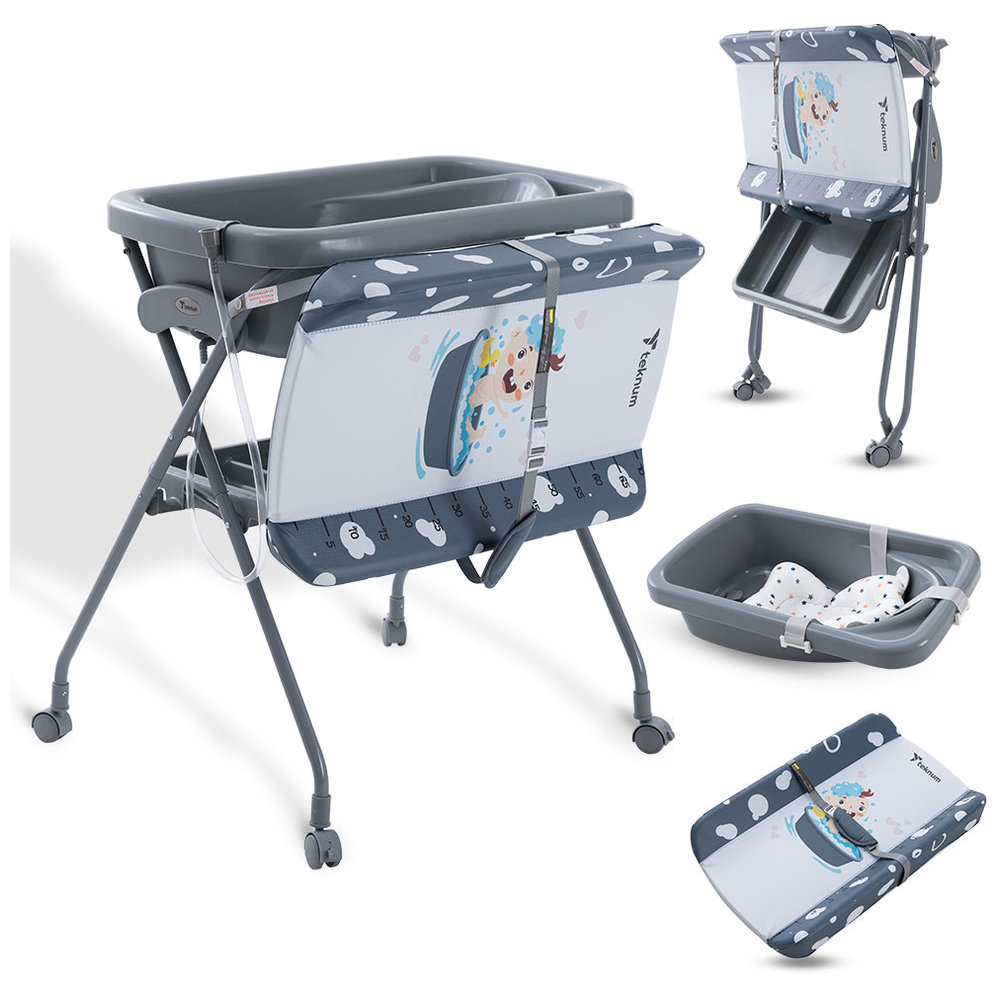 Teknum - 2-in-1 Baby Bath & Changing Table - Dark Grey