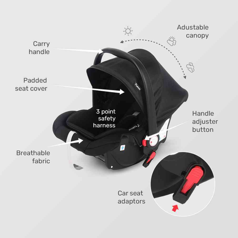 Teknum - Travel Infant Baby Car Seat - Black