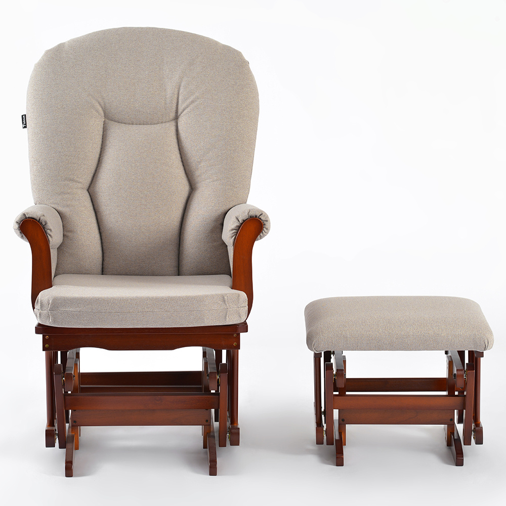Teknum Deluxe Gliding Chair With Ottoman Set - Beige - 2 Pcs
