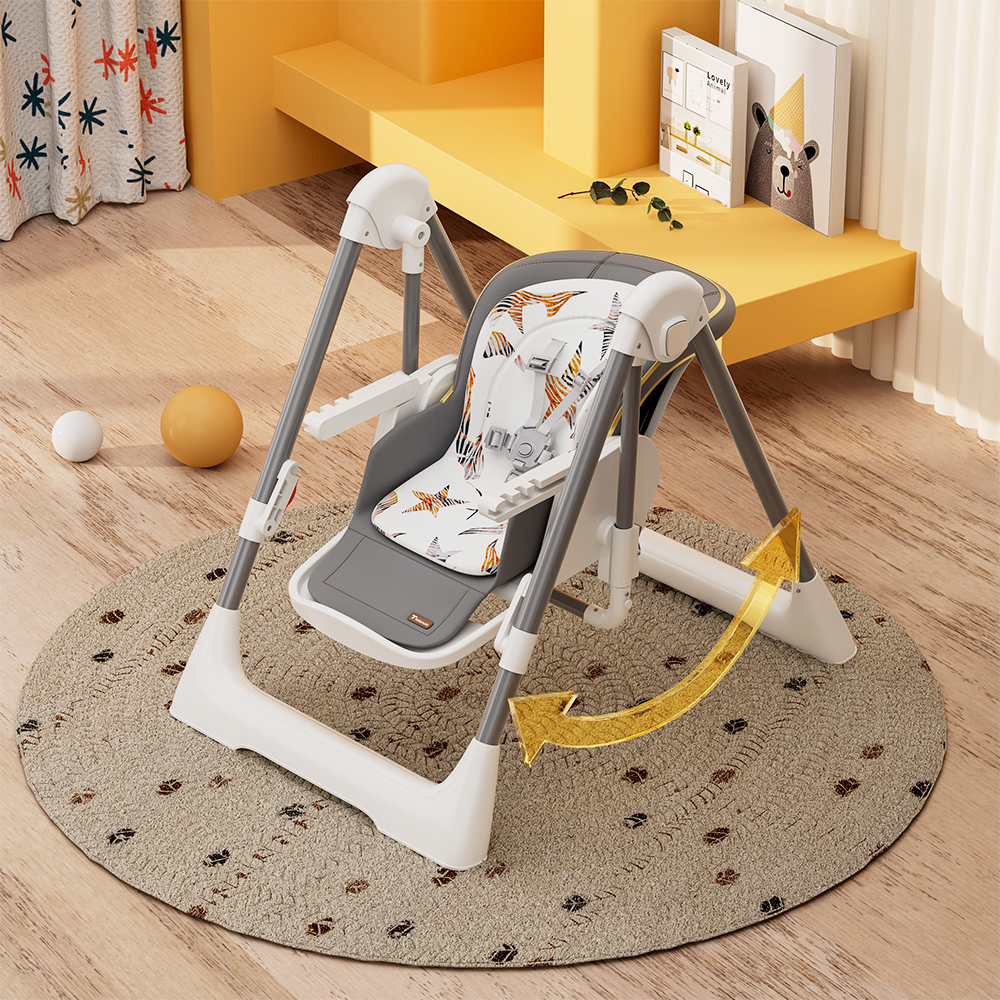 Teknum 5-in-1 Convertible Swing And High Chair - Grey