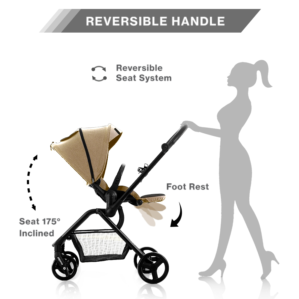 Teknum - Stroll 1 Reversible Travel Stroller - Khaki