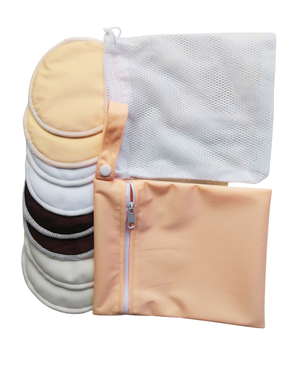 Fraupow - Reusable Nursing Pads With Laundry Bag & Travel Pouch - Multicolor - 10 Pcs
