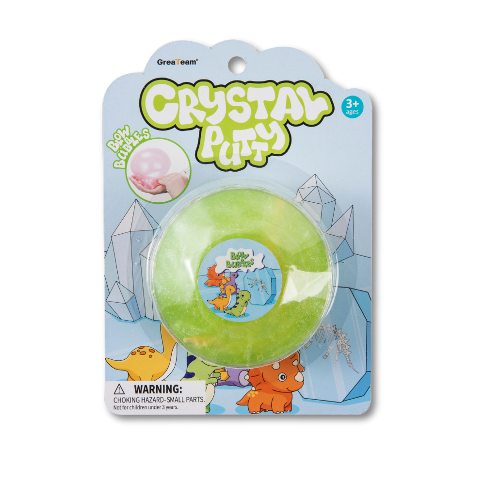 Greateam - Premium Metallic Crystal Putty 4pc-Set With Dino Skeleton Toy - Multicolor