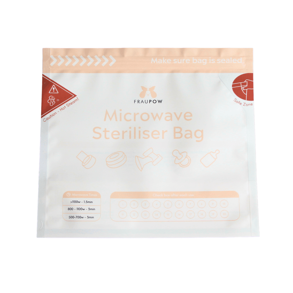 Fraupow Reusable Microwave Steriliser Bags - Clear - Pack of 10