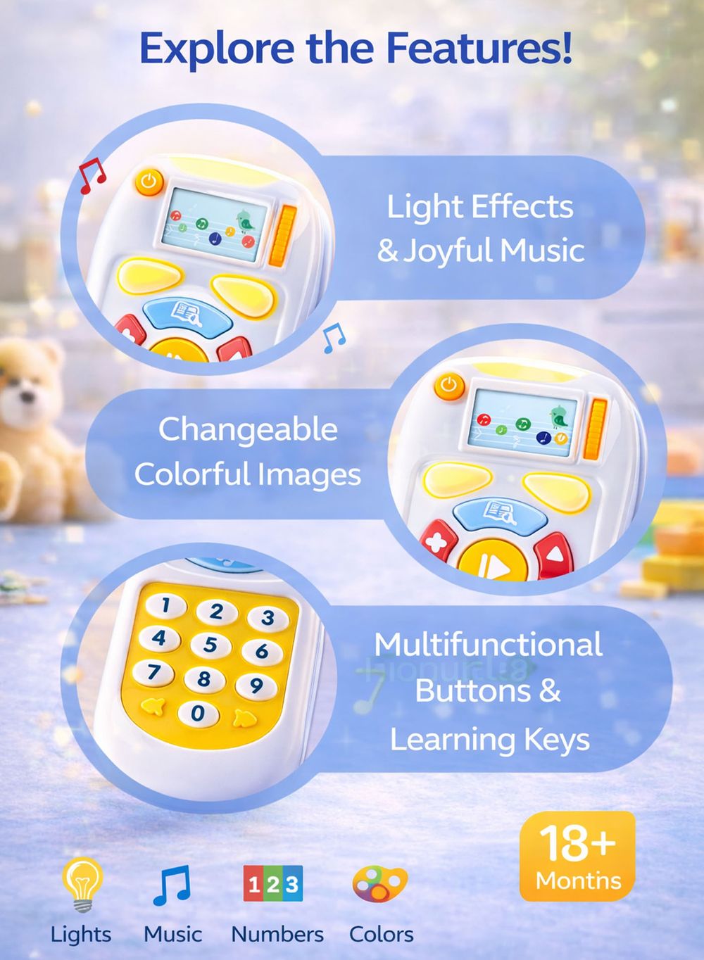 Oobidoo - Interactive Baby Remote Control Toy With Music And Light