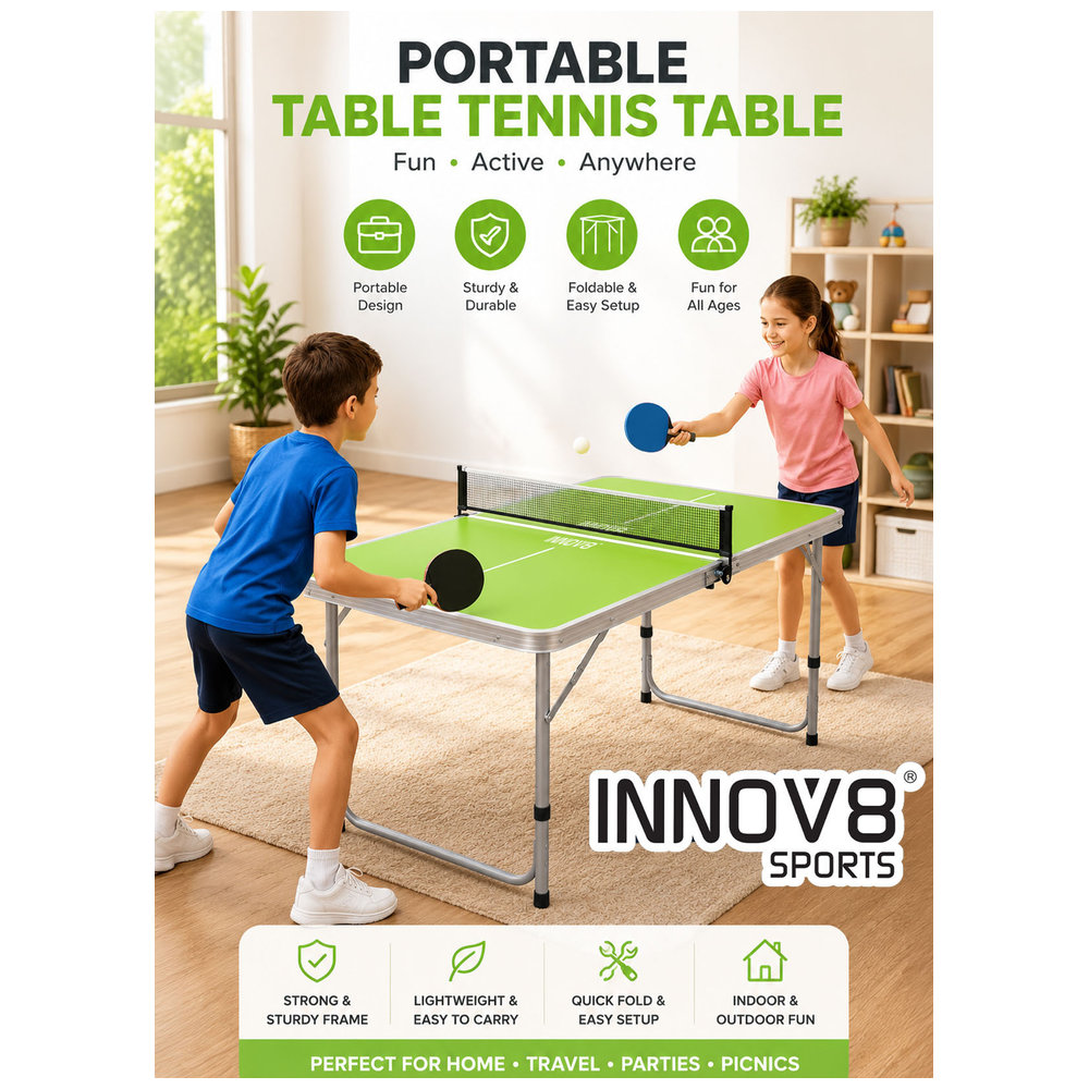 Hostfull - Table Tennis Table With Balls And Paddles Play Set - 5pcs