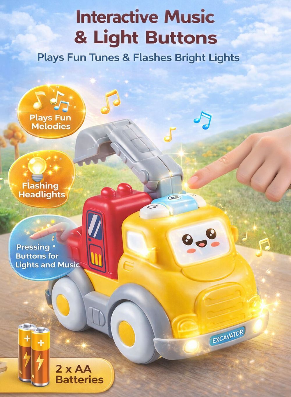 oobidoo - Friction Powered Excavator Toy Truck For Kids