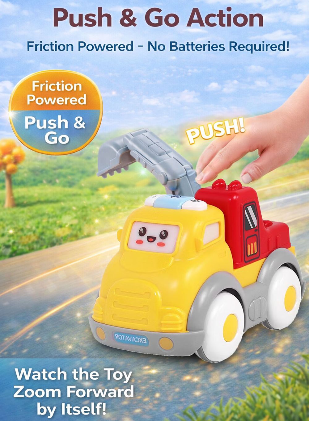oobidoo - Friction Powered Excavator Toy Truck For Kids