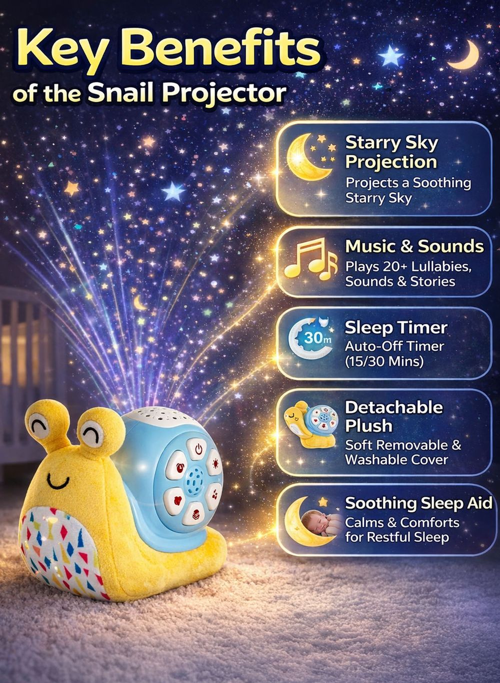 Oobidoo - Snail Projector With Light And Sound