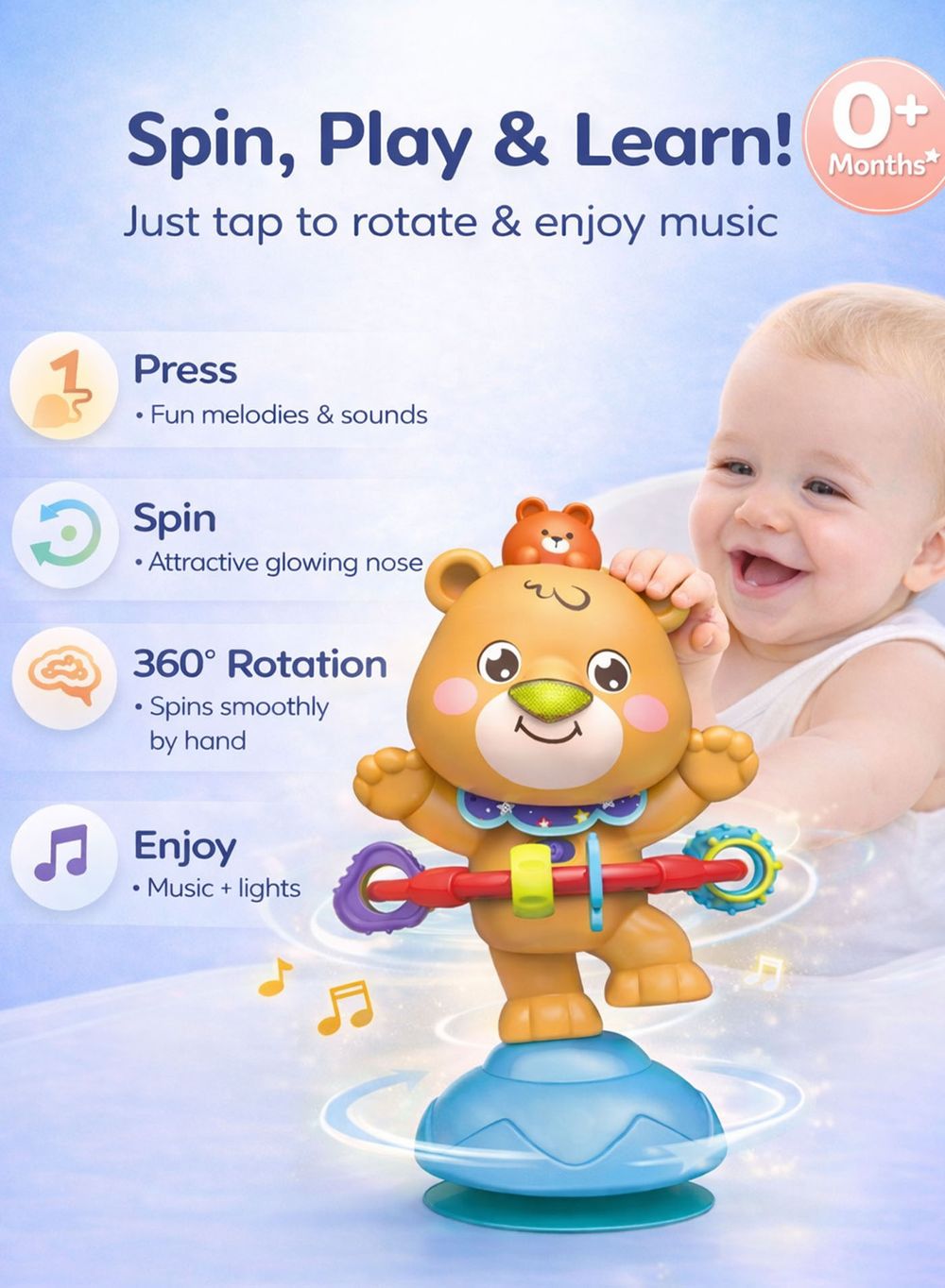 oobidoo - Baby Rotating Musical Toy Bear