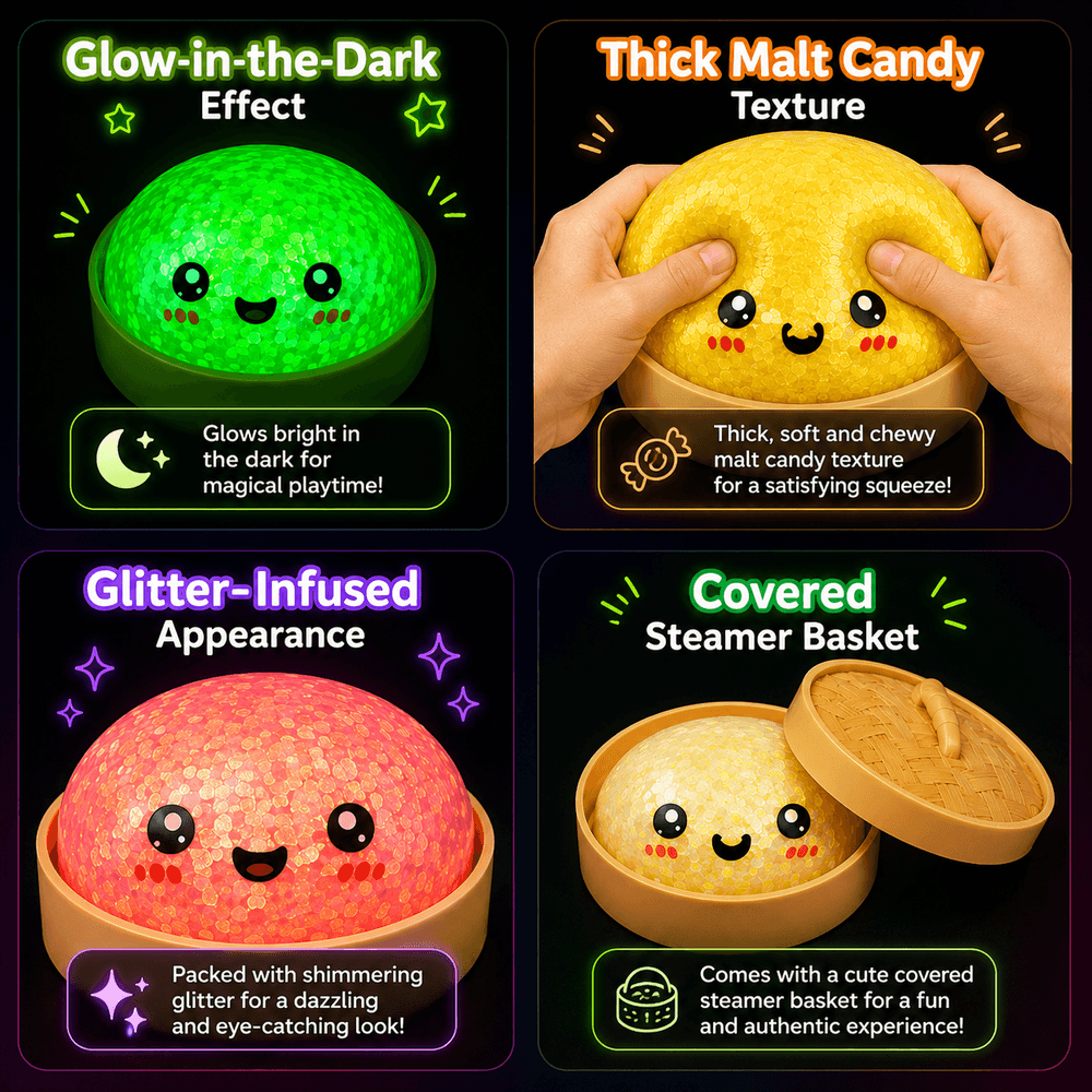 Squishy - Malt Candy Glow-In-The-Dark Bun - Color May Vary