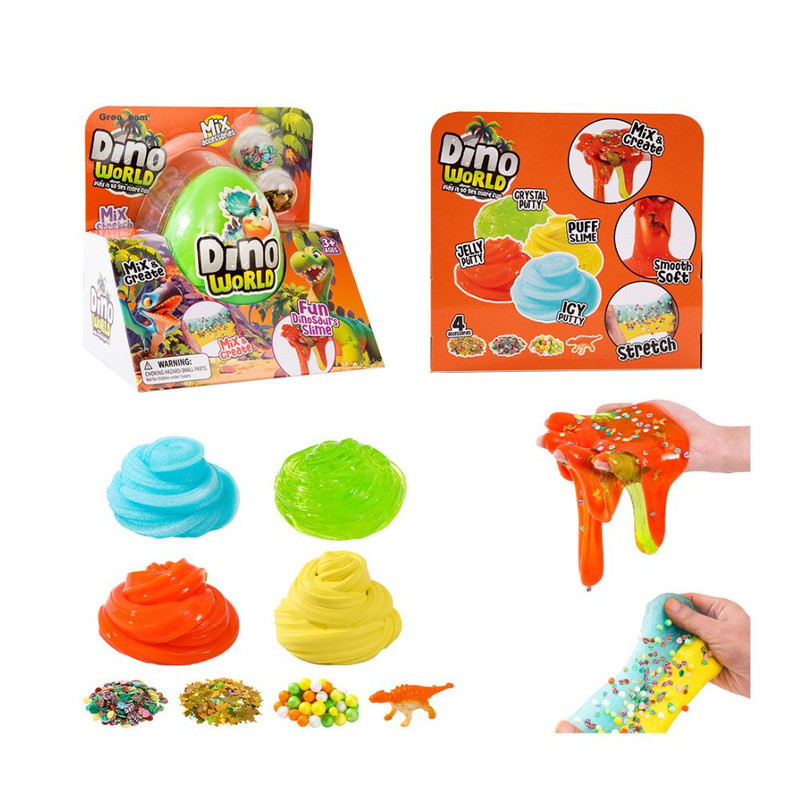 Greateam - Dino World Fun Dinosaurs Slime 4pc-Set - Multicolor