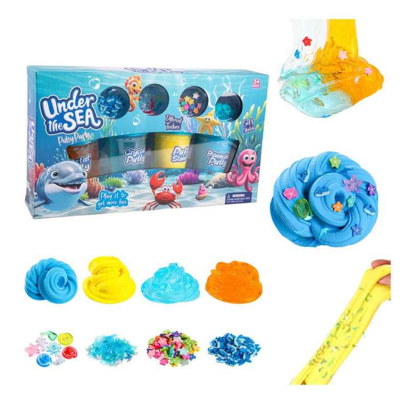 Greateam - Under The Sea Putty Party Slime Kit 4 Textures Ocean Theme - Multicolor