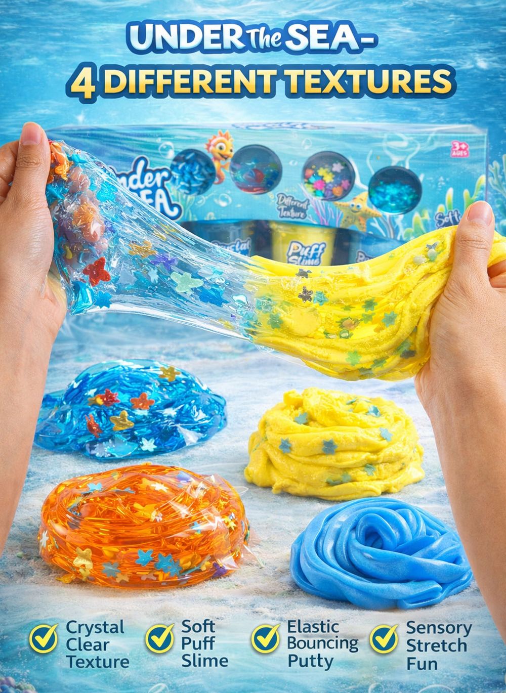 Greateam - Under The Sea Putty Party Slime Kit 4 Textures Ocean Theme - Multicolor