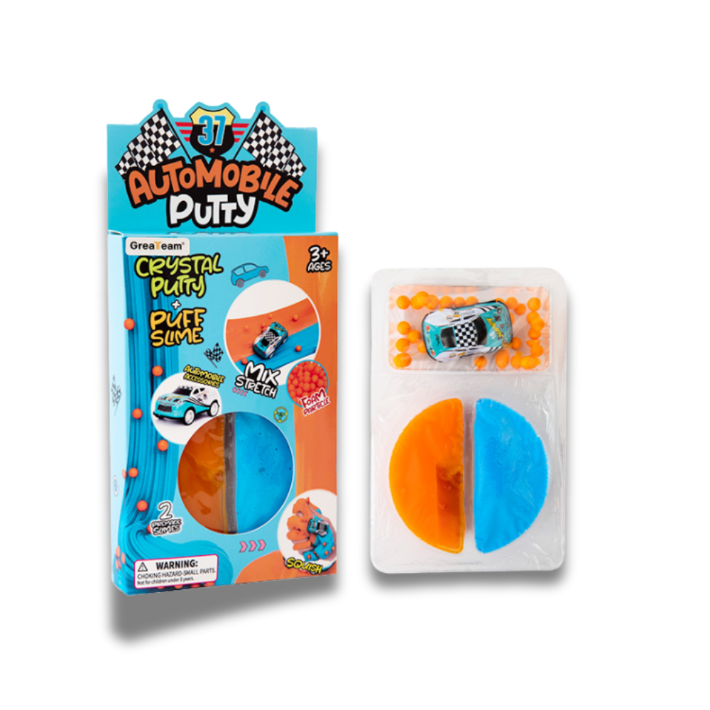 Greateam - Automobile Racing Putty Set Crystal Putty & Puff Slime Kit - Multicolor