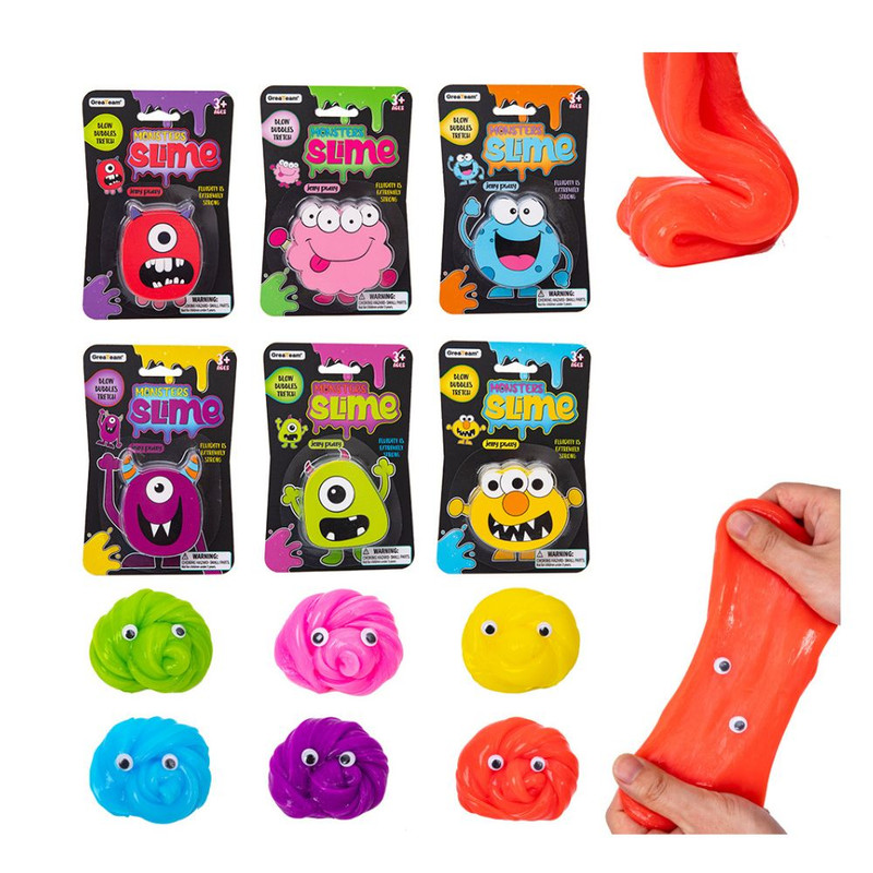 Greateam - Monster Slime Crystal Putty With Eye 6pc-Set 49g Each - Multicolor